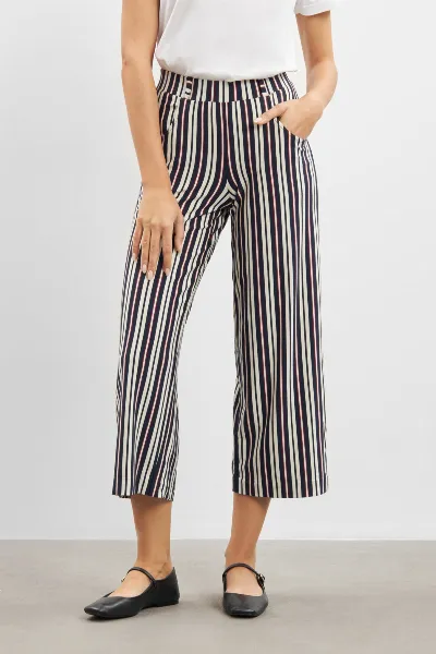 LAURIE LAURIE Damen vegan Hose Donna Loose Jersey Crop Nautical Stripe
