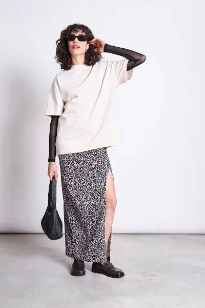 JAN N JUNE JAN 'N JUNE Damen vegan Maxirock Lusta Leo Druck