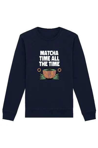 Oat Milk Club Oat Milk Club Damen vegan Sweatshirt Matcha Time All The Time Marineblau