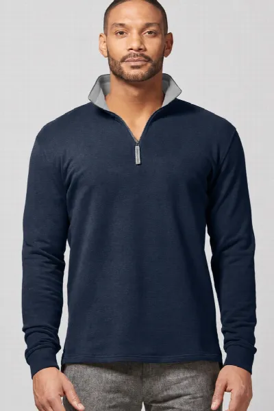 HempAge Hempage Herren vegan Sweatshirt Troyer Navy