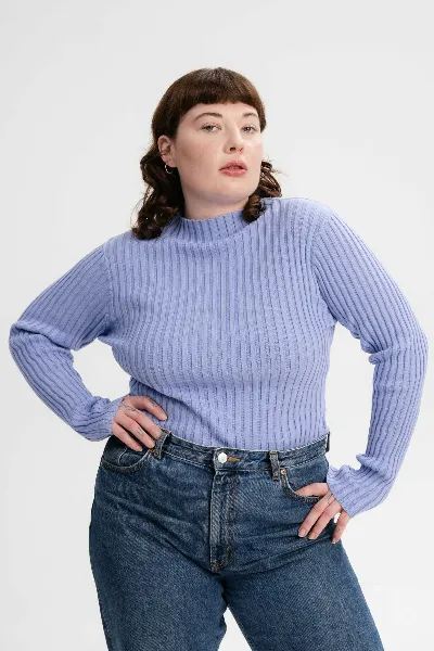 MELA MELA Damen vegan Strickpullover Namari Forgetmenot