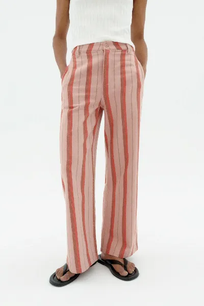 thinking mu Thinking MU Damen vegan Hose Mit Hoher Taille Karina Gestreift Multicolor