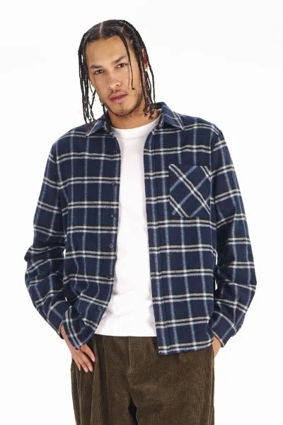 KOMODO KOMODO Herren vegan Overshirt Santi Navy Check