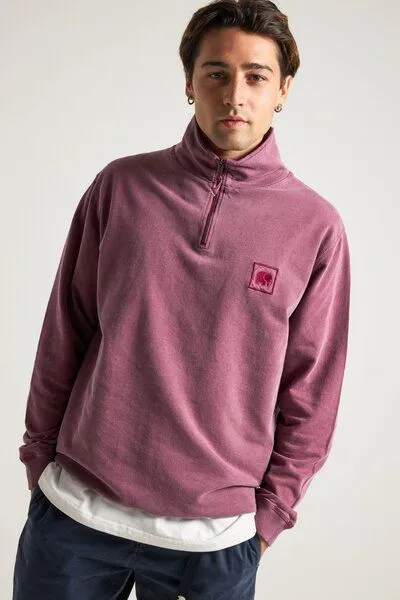 Trendsplant Trendsplant Sauce Pigment Dyed Quarter Zip Sweatshirt Garnacha Red