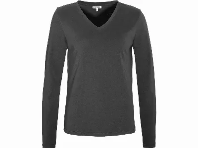 Living Crafts Living Crafts Bio-Damen-Langarmshirt 'TARANA' mit V-Ausschnitt, black,