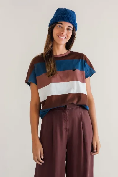 TWOTHIRDS TWOTHIRDS Damen vegan T-Shirt Saladeta Burnt Berry Stripes