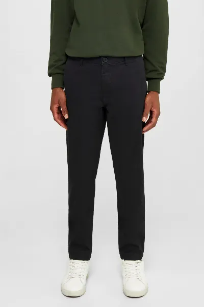 KnowledgeCotton Apparel KnowledgeCotton Apparel Herren vegan Chino-Hose Luca Slim Twill Schwarz Jet