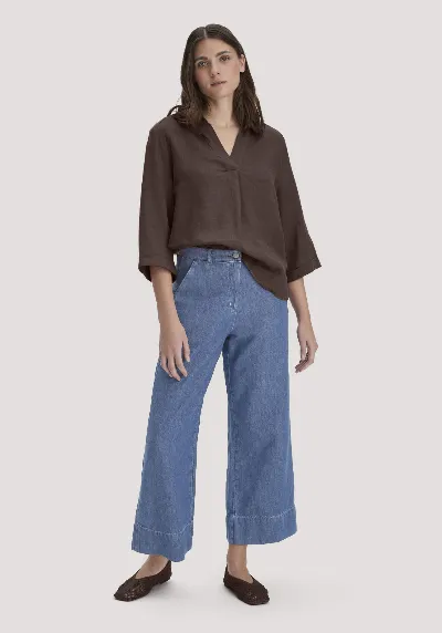 hessnatur hessnatur Damen Jeans ENNELIE Culotte Wide Leg aus Bio-Baumwolle mit TENCEL™ Lyocell und Leinen - blau