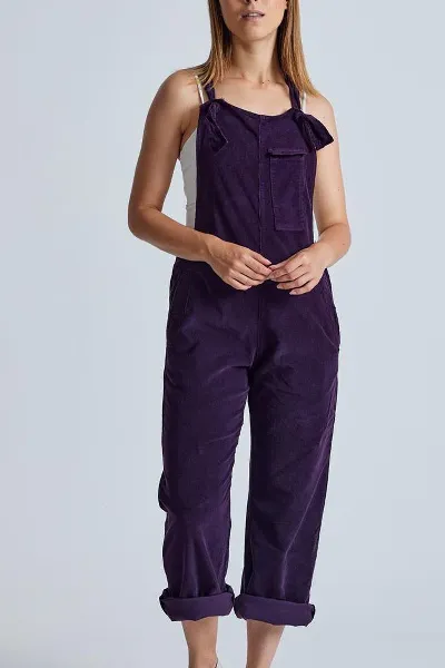 Flax and Loom Flax and Loom Damen vegan Latzhose Corduroy Mary Lou Aubergine