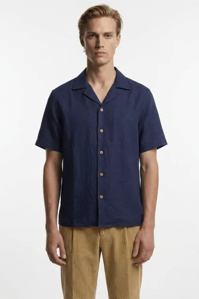 De IONESCU De IONESCU Herren vegan Hemd Horezu Marineblau