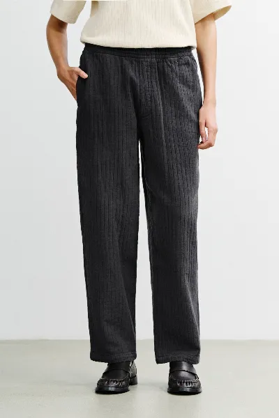 Rotholz Rotholz Damen vegan Hose Mit Weitem Bein Gerippt Anthrazit