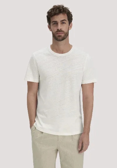 hessnatur hessnatur Herren T-Shirt Regular aus Leinen und Bio-Baumwolle - weiß