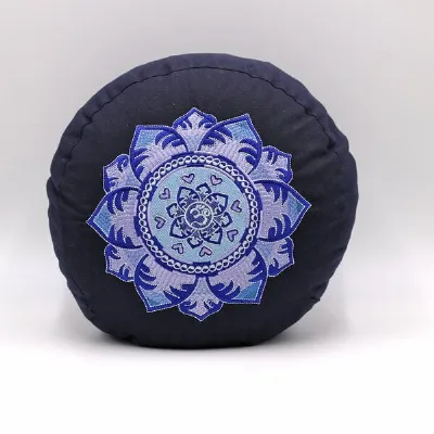 BAGHI BAGHI Meditationskissen rund mit OM Mandala Bestickung