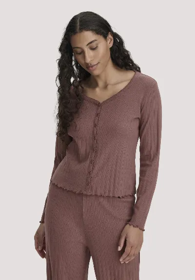 hessnatur hessnatur Damen Pointelle Cardigan PURE COTTON aus Bio-Baumwolle - braun