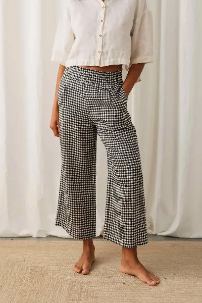 TWOTHIRDS TWOTHIRDS Damen vegan Hose Marianne Vichy Schwarz Und WeiÃŸ