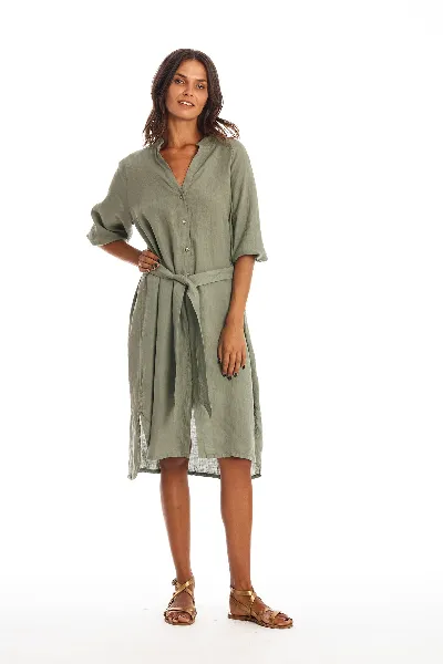 RAVENS VIEW IBIZA RAVENS VIEW IBIZA Damen vegan Hemdkleid Mei Khaki