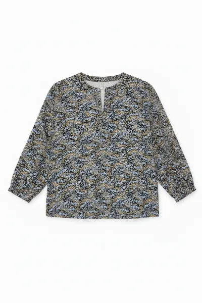WiDDA WiDDA Damen vegan Bluse Monya Butterfly Mit Fledermausärmeln, Blaugrün/Braun