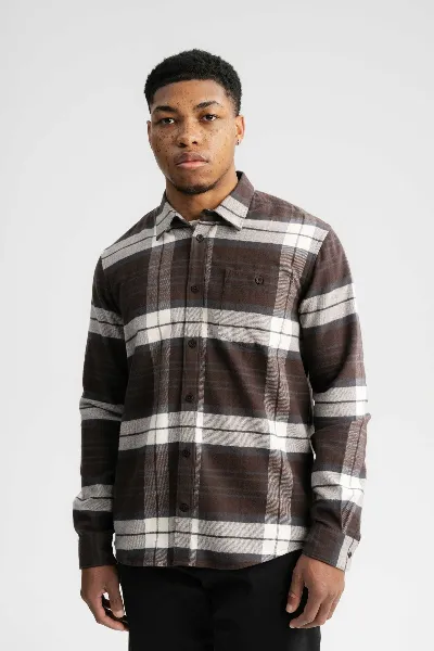 MELA MELA Herren vegan Flanellhemd Sahel Check Dunkelbraun