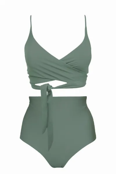 Anekdot Anekdot Damen vegan Lin + Core High Bikini-Set Salbei