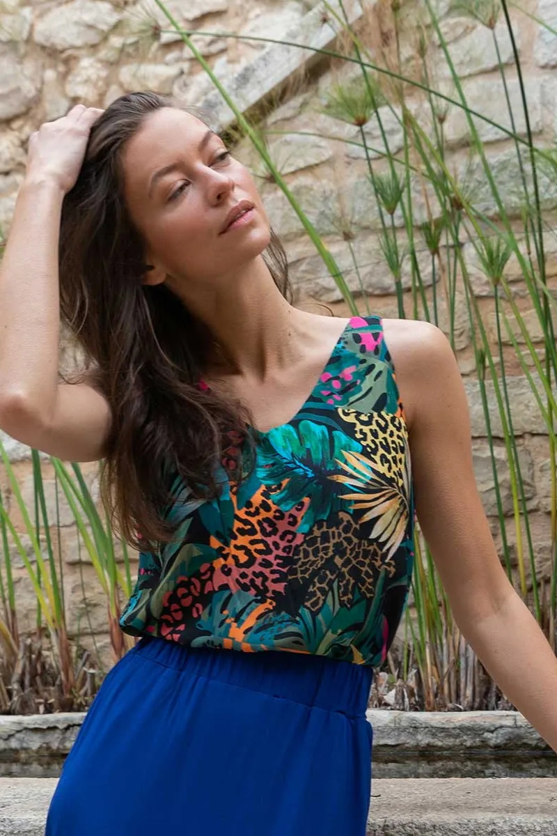 Widda Widda Damen vegan Bluse Vau Gemustert Multicolor