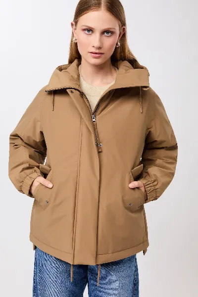 LangerChen LangerChen Damen vegan Gesteppter Parka Kurz Eiche