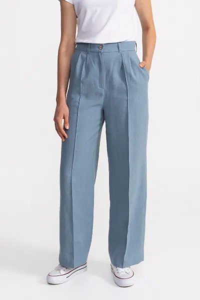 De IONESCU De IONESCU Damen vegan Hose Figa Leinen Schieferblau