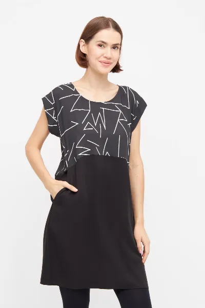 Widda Widda Damen vegan Kleid Too Lines Schwarz/WeiÃŸ