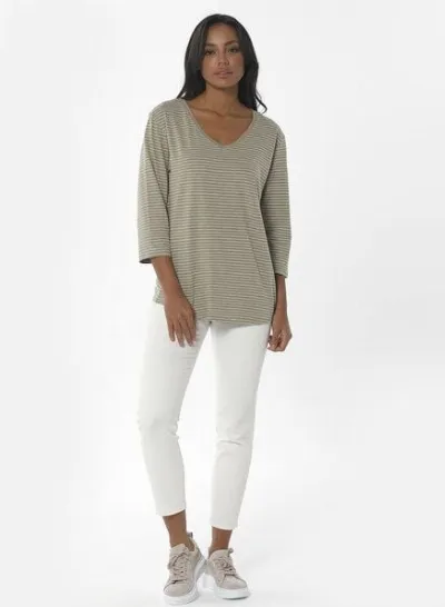 ORGANICATION ORGANICATION Gestreiftes 3/4-Arm Shirt aus Bio-Baumwolle und Leinen