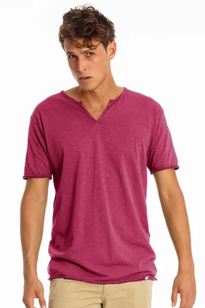 RAVENS VIEW IBIZA RAVENS VIEW IBIZA Herren vegan T-Shirt Eros Granat Rosa