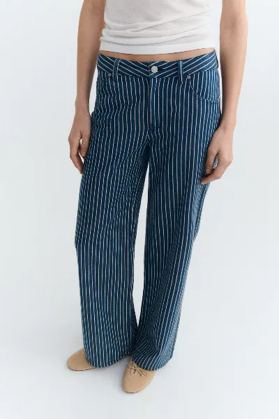 thinking mu Thinking MU Damen vegan Hose Kettan Railway Blau Gestreift