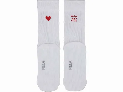 MELA MELA 2er-Pack Bio-Socken Herz folgen, weiß,