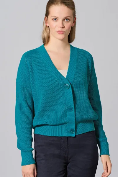 HempAge Hempage Damen vegan Strickjacke Timeless Lagoon In Blaugrün