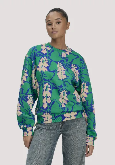 hessnatur hessnatur Damen Print Sweatshirt Oversize LIV LEE aus Bio-Baumwolle - grün