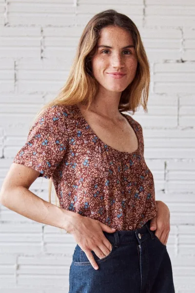 TWOTHIRDS TWOTHIRDS Damen vegan Shirt Clerke Country Flowers Red