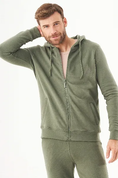ORGANICATION ORGANICATION Herren vegan Sweatjacke Soft Touch Mid Olive