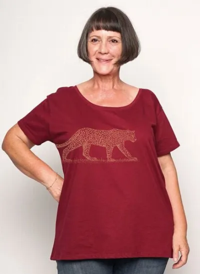 Peaces.bio - handbedruckte Biomode Peaces.bio - handbedruckte Biomode Loosefit Shirt Damen Leopard