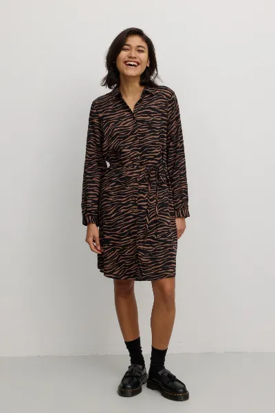 recolution Recolution Damen vegan Kleid Melon Zebra Cognac
