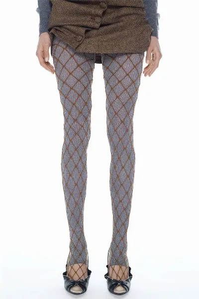 Swedish Stockings Swedish Stockings Damen vegan Leggings Double August Barron Beige/ Silber