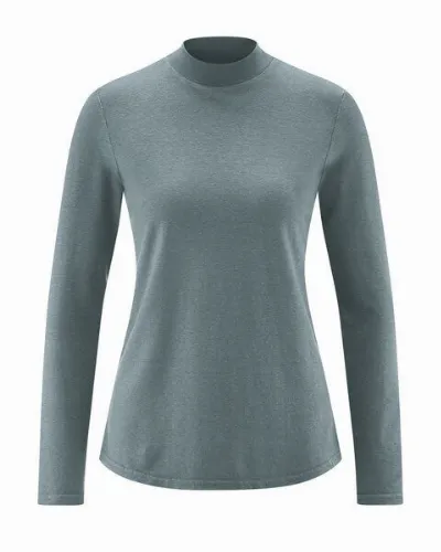 HempAge HempAge Damen Langarm-Shirt mit Stehkragen Hanf/Bio-Baumwolle