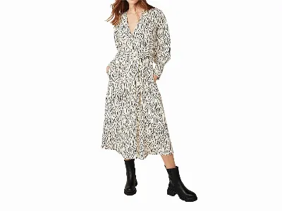 LANA LANA Bio-Damen-Maxikleid Liliana mit Bindegürtel, schwarz/weiß,