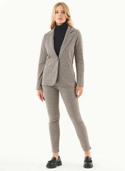 ORGANICATION ORGANICATION Blazer aus Bio-Baumwolle-Mix mit Hahnentrittmuster