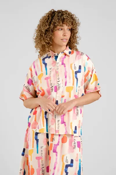 dedicated Bluse Alsvik Summer Abstract Pink