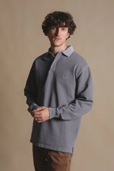 Trendsplant Trendsplant Herren vegan Pullover Polo Essential Pigment Zinn