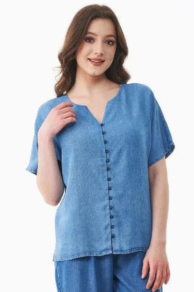 ORGANICATION ORGANICATION Damen vegan Bluse A Denim Look Hell