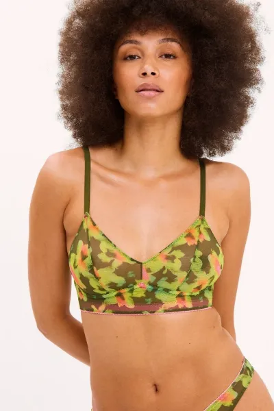 Understatement Understatement Damen vegan Bralette Mesh Olive Abstract Floral