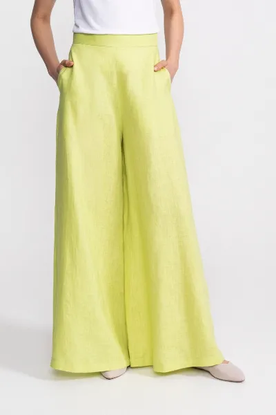De IONESCU De IONESCU Damen vegan Hose Palazzo Leinen Pistazie Grün