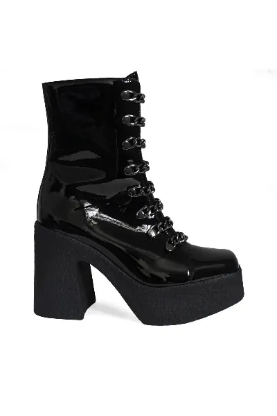 Altercore Altercore Damen vegan Stiefel Adele Schwarz Lack