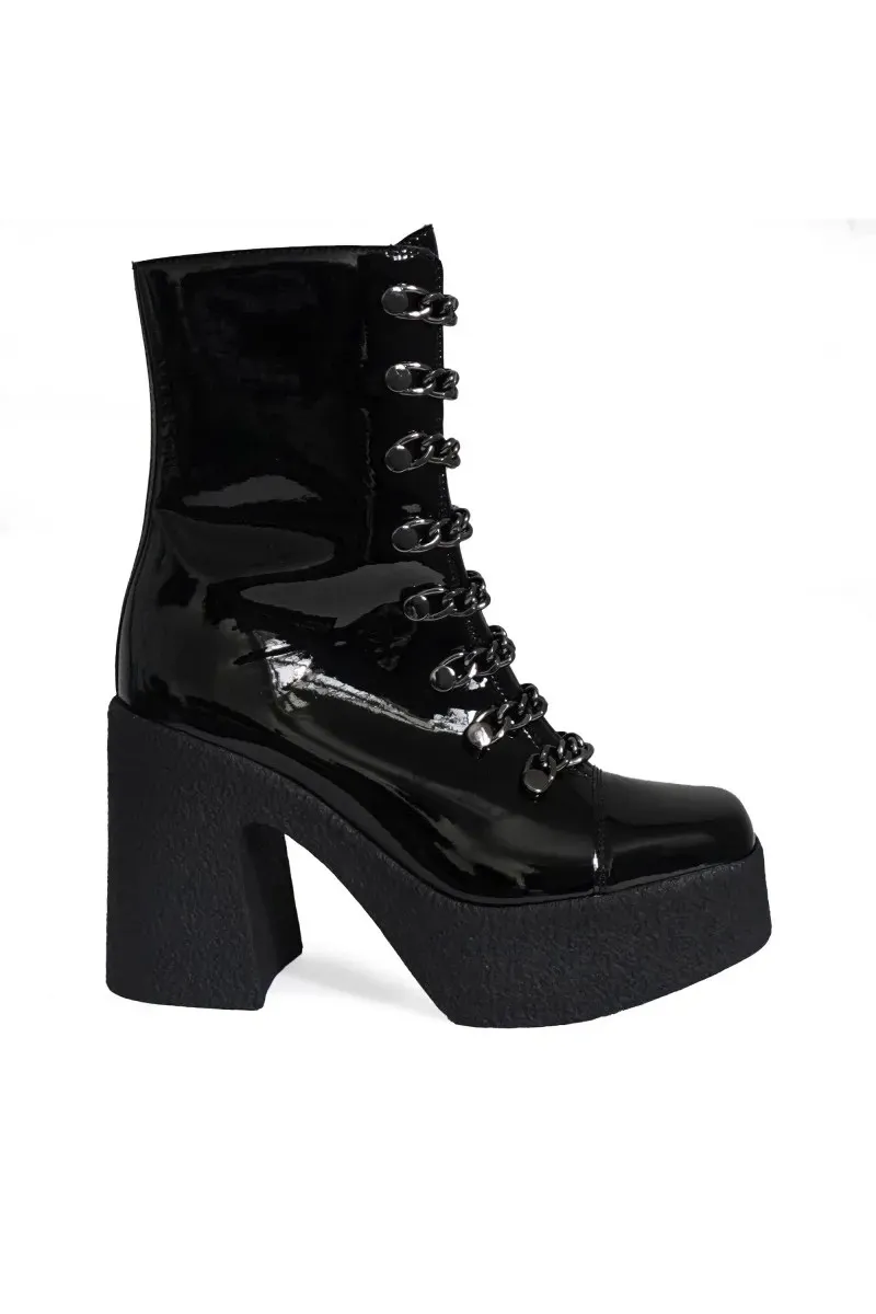 Altercore Altercore Damen vegan Stiefel Adele Schwarz Lack