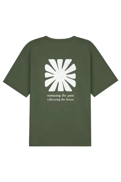 Kuyichi Kuyichi Herren vegan T-Shirt Liam Bedruckt Moosgrün