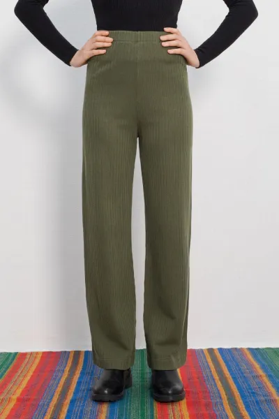 Rotholz Rotholz Damen vegan Hose Heavy Ribbed Grün